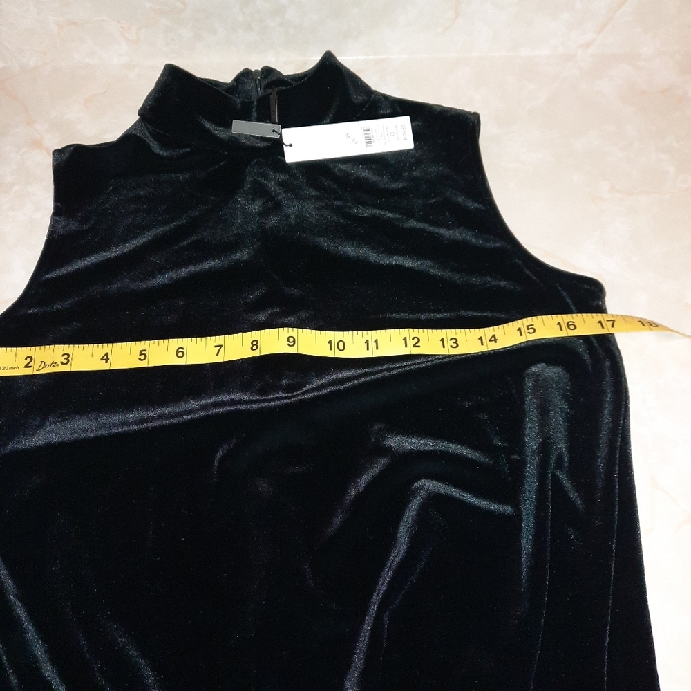 Chico's Black Velvet Sleeveless Mock Neck Midi Dress - Picture 6 of 13